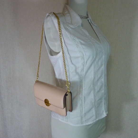 Tory Burch Pale Apricot Pink Chelsea Chain Pouch/MINI BAG - Picture 12 of 13